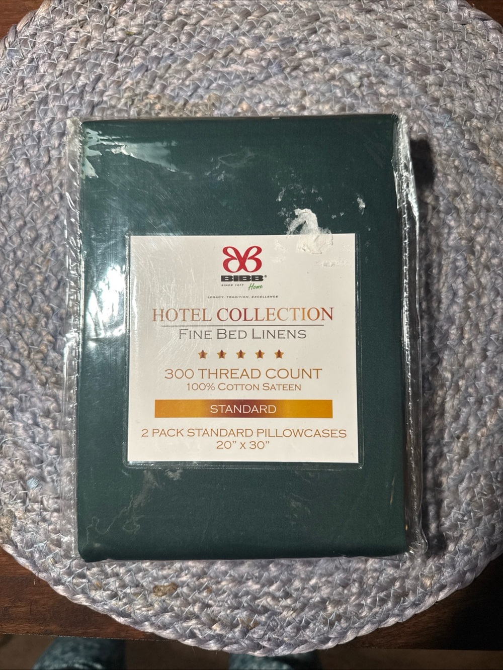 Bibb Hotel Collection Pillowcases Standard Sateen Cotton Pack 2 NWT Green